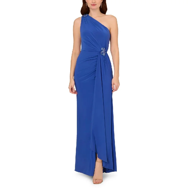 Adrianna Papell Womens Embellished One Shoulder Evening Dress Tunics Top rated