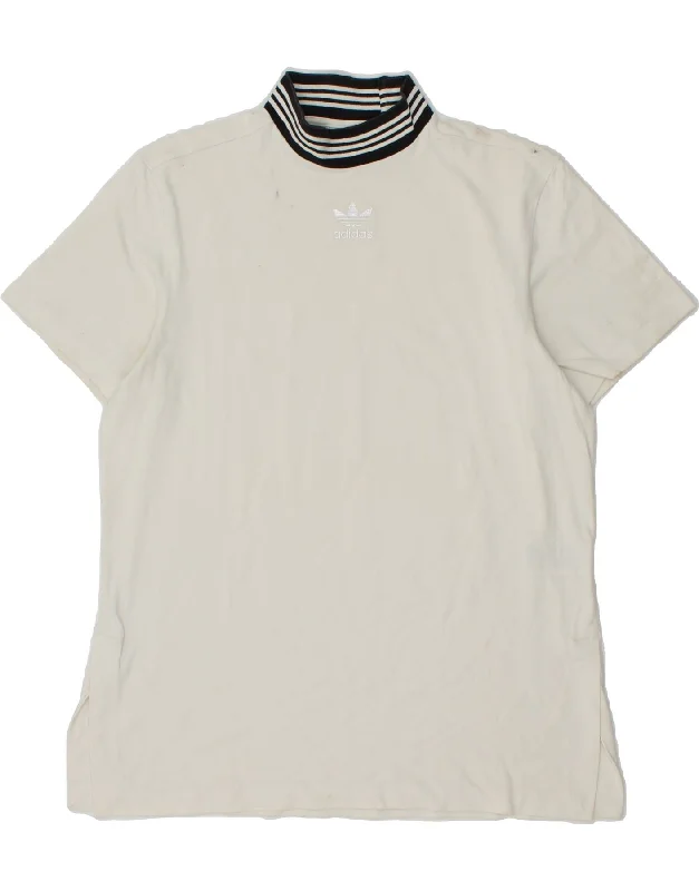 ADIDAS Womens T-Shirt Top UK 12 Medium White Cotton Fleece Fabric Down Fabric Feather Fabric