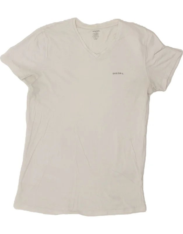 DIESEL Womens T-Shirt Top UK 16 Large White Cotton Anti-Pilling Machine Wash Handmade