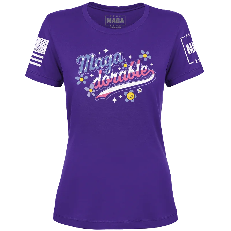 MAGAdorable Ladies Tee V-Neck T-Shirt Long Sleeve Cotton