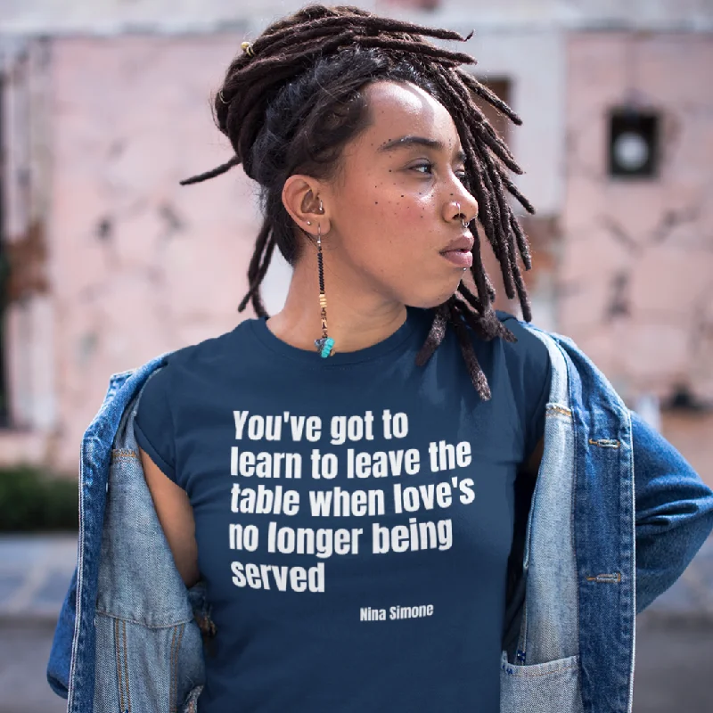 Women's Leave The Table Tee V-Neck T-Shirt Long Sleeve Cotton