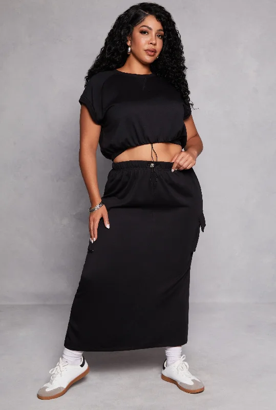 Plus Size Almost Famous Cargo Maxi Skirt cashmere skirt fine