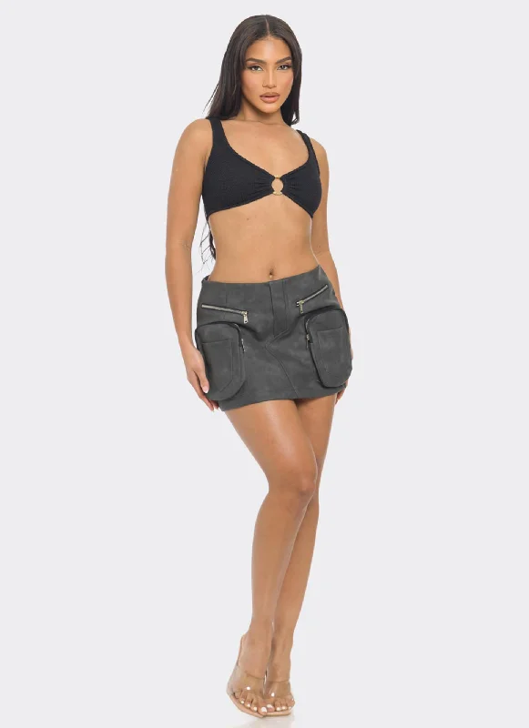 Faux Leather Cargo Pocket Mini Skirt lace skirt delicate
