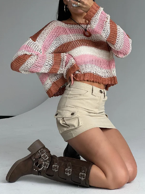 Lydie Cargo Mini Skirt Beige wool skirt warm