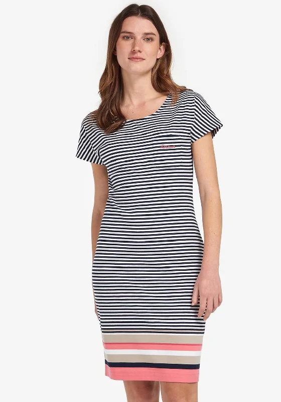 Barbour Womens Harewood Stripe Jersey Dress, Navy Multi
