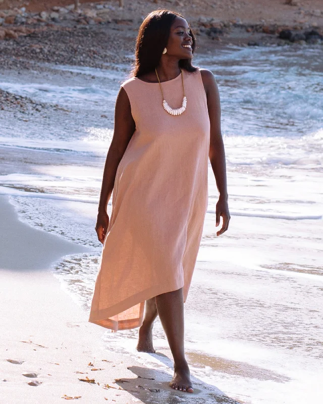 Royal TOSCANA linen dress in Ash rose