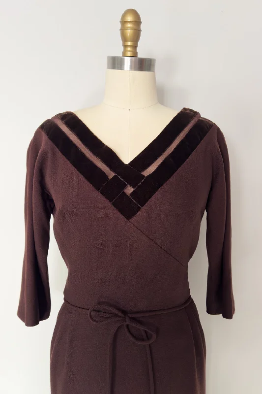 Miss T by Terry-Allen True Vintage Chocolate Brown Wiggle Dress - FINAL SALE