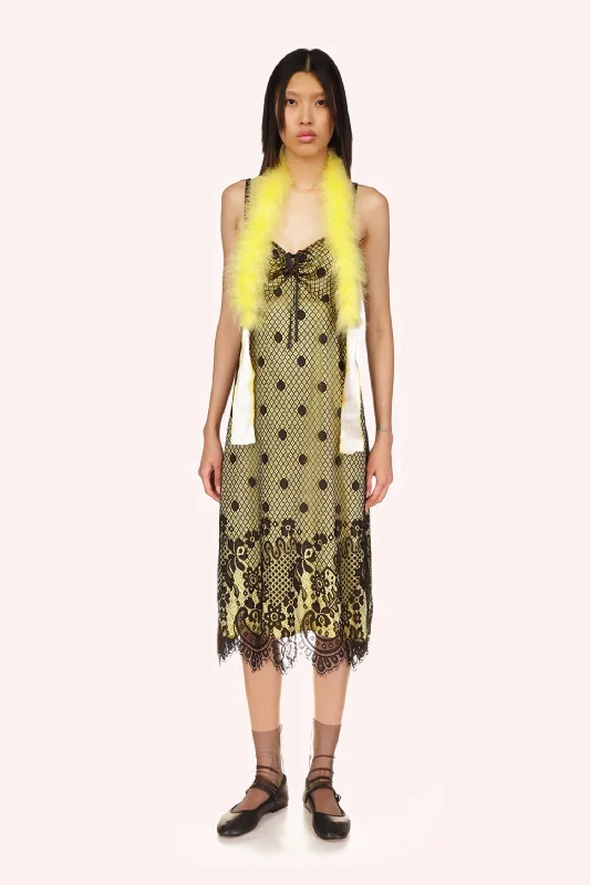 Washed Satin With Lace Dress