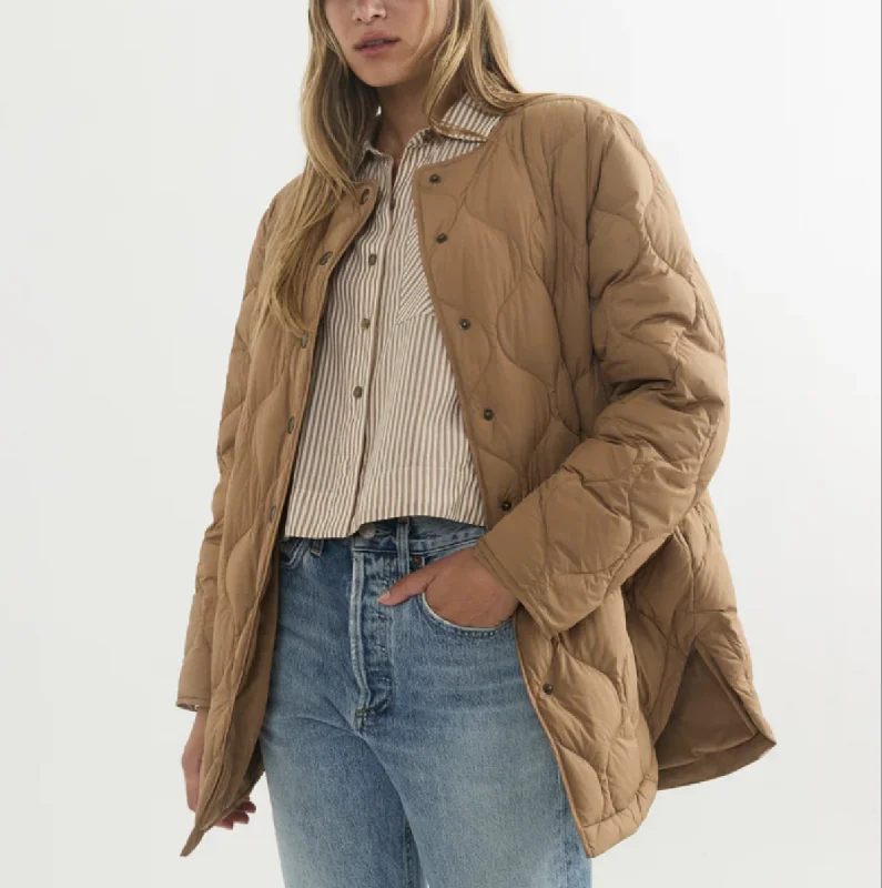 Calista Lightweight Quilted Jacket - Caramel Anorak Shell Jacket Lightweight Jacket