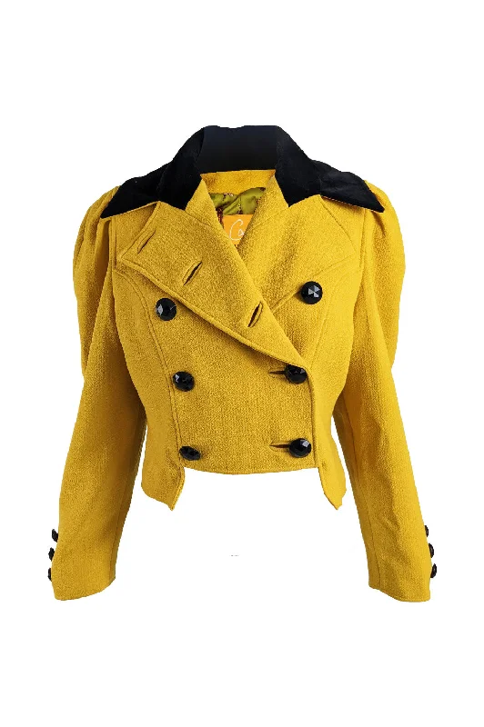 Christian Lacroix Vintage Yellow Cropped Jacket, 1980s Satin Jacket Silk Jacket Chiffon Jacket