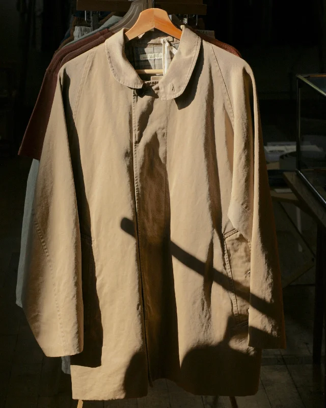Fly Front Cotton-Linen Duster Jacket - Dune Belted Jacket Elasticated Jacket Padded Jacket