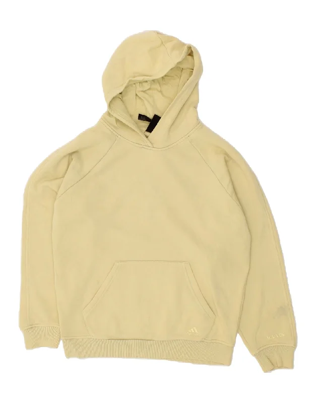 ADIDAS Womens Oversized Hoodie Jumper UK 6 XS Yellow Cotton Hoodie with Back Slit Movement Comfort ADIDAS Womens Oversized Hoodie Jumper UK 6 XS Yellow Cotton Hoodie with Back Slit Movement Comfort