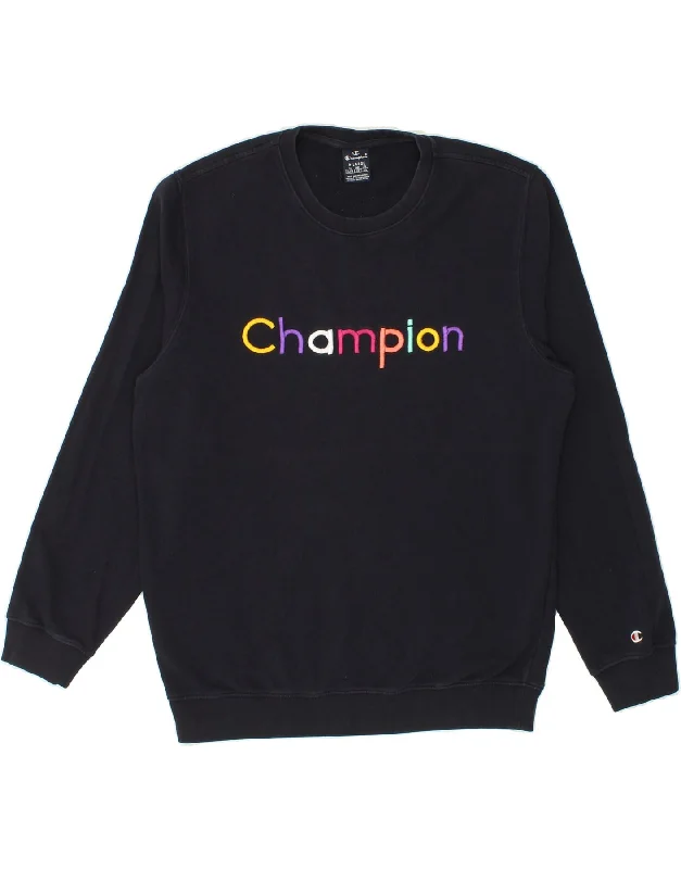 CHAMPION Mens Graphic Sweatshirt Jumper XL Navy Blue Hoodie with Hidden Zipper Minimalist Clean CHAMPION Mens Graphic Sweatshirt Jumper XL Navy Blue Hoodie with Hidden Zipper Minimalist Clean