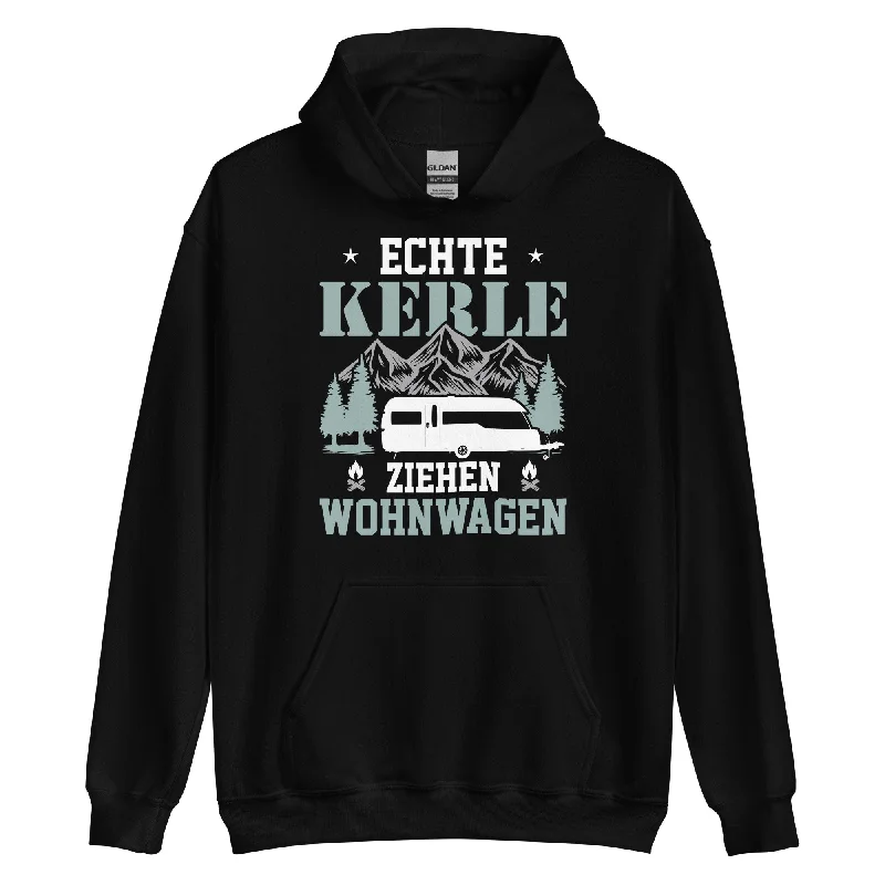 Echte Kerle Ziehen Wohnwagen - Unisex Hoodie Hoodie with Hem Embroidery Detailed Premium