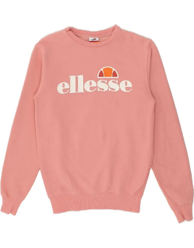 ELLESSE Womens Graphic Sweatshirt Jumper UK 8 Small Pink Cotton Hoodie with Crew Neck Simple Timeless ELLESSE Womens Graphic Sweatshirt Jumper UK 8 Small Pink Cotton Hoodie with Crew Neck Simple Timeless
