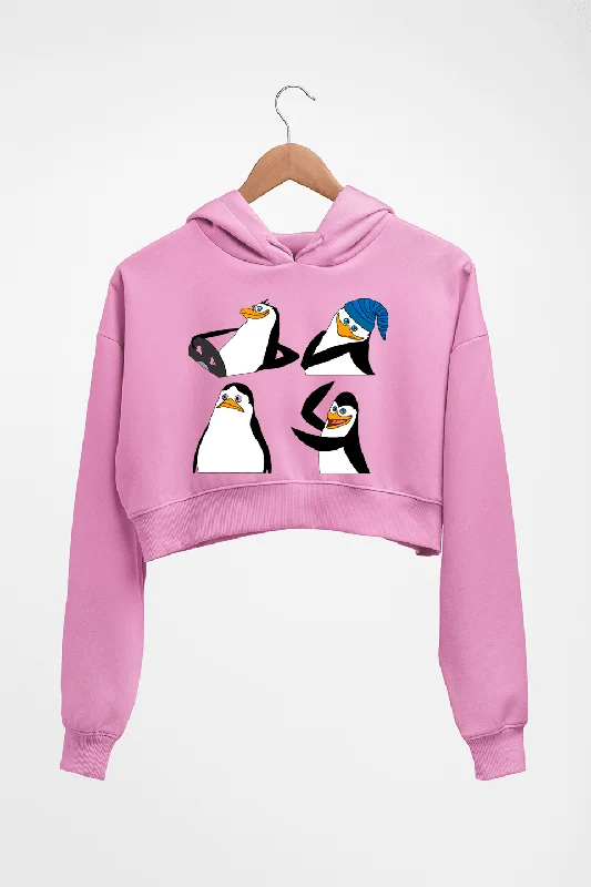 Penguins of Madagascar Crop HOODIE FOR WOMEN Hoodie with Hem Patch Decorative Personalized