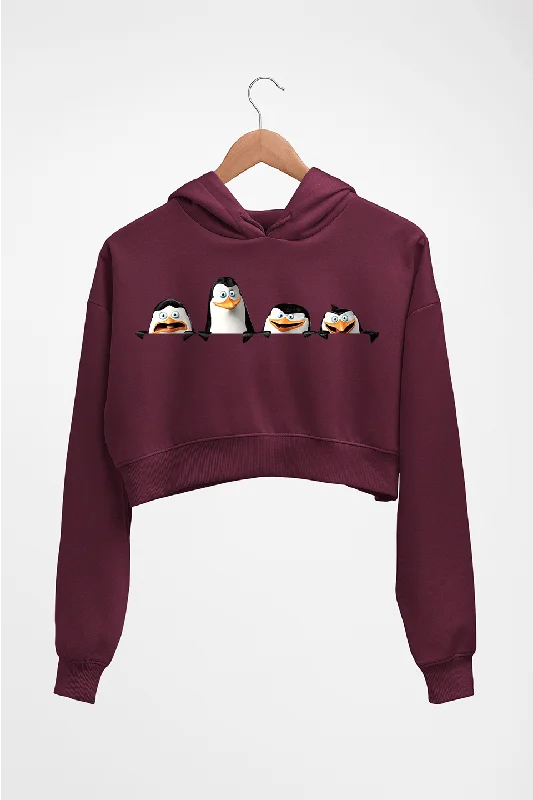 Penguins of Madagascar Crop HOODIE FOR WOMEN Hoodie with Hem Detail Decorative Unique