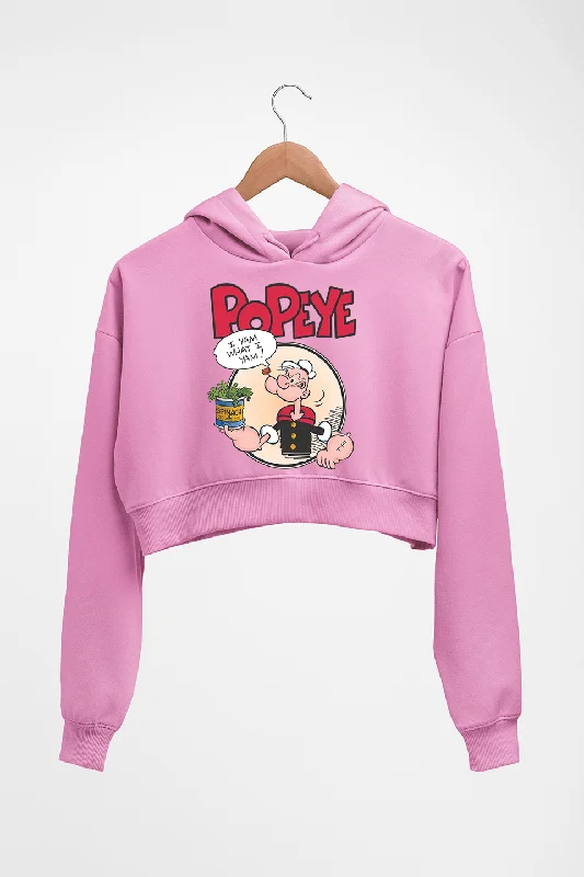 Popeye Crop HOODIE FOR WOMEN Hoodie with Tied Waist Feminine Flattering