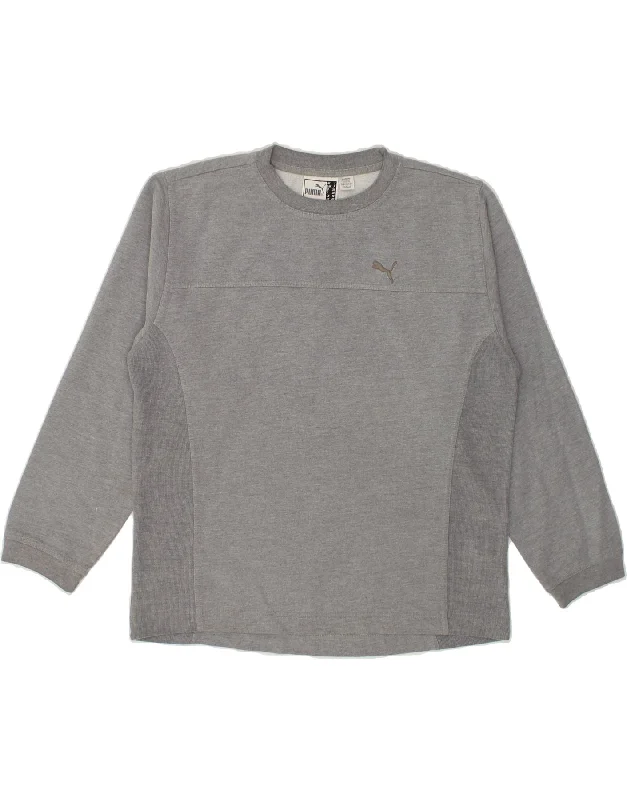 PUMA Womens Oversized Sweatshirt Jumper UK 10 Small Grey Cotton Hoodie with Side Slits Relaxed Casual PUMA Womens Oversized Sweatshirt Jumper UK 10 Small Grey Cotton Hoodie with Side Slits Relaxed Casual