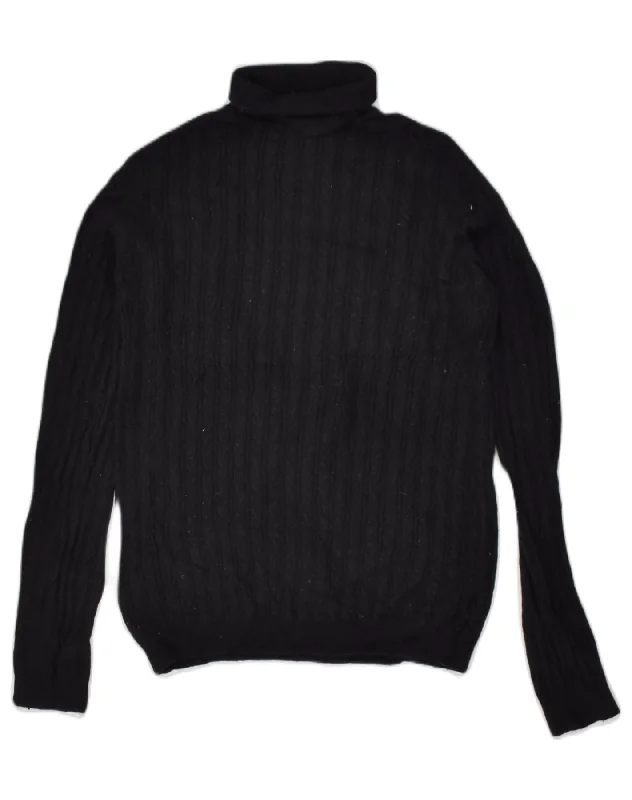 BANANA REPUBLIC Womens Roll Neck Jumper Sweater UK 16 Large Black Cotton Modern Contemporary Chic