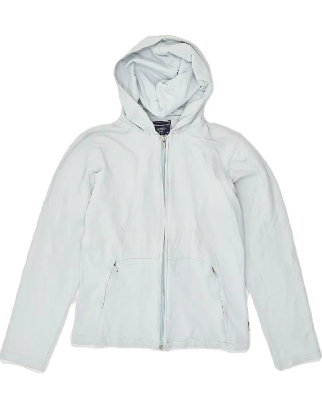 CHAMPION Womens Zip Hoodie Sweater UK 16 Large Blue Polyester Machine Wash Dry Clean Hand Wash
