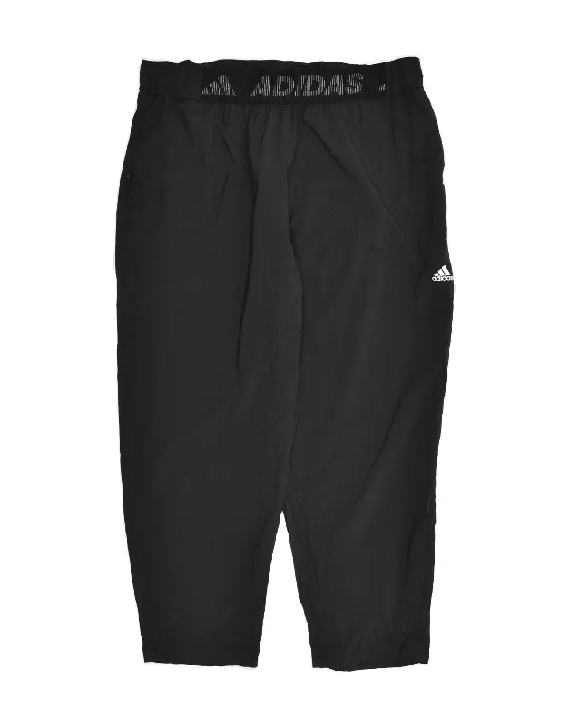 ADIDAS Womens Tracksuit Trousers UK 20- 22 XL Black Polyester Trousers Elastic Waist Soft