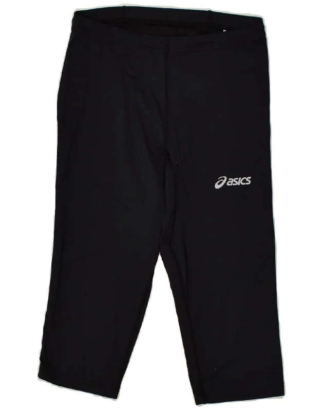 ASICS Womens Capri Tracksuit Trousers UK 12 Medium Black Polyester Trousers Cargo Utility