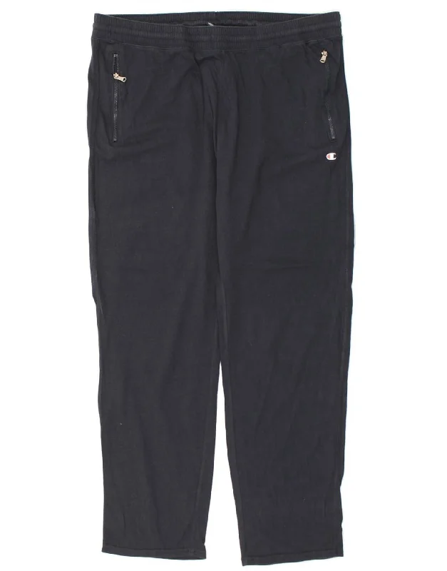 CHAMPION Womens Tracksuit Trousers UK 20 2XL Navy Blue Cotton Trousers Party Sparkling