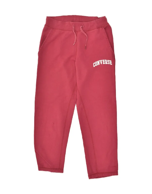 CONVERSE Womens Tracksuit Trousers UK 10 Small Red Cotton Trousers Yoga Stretchy