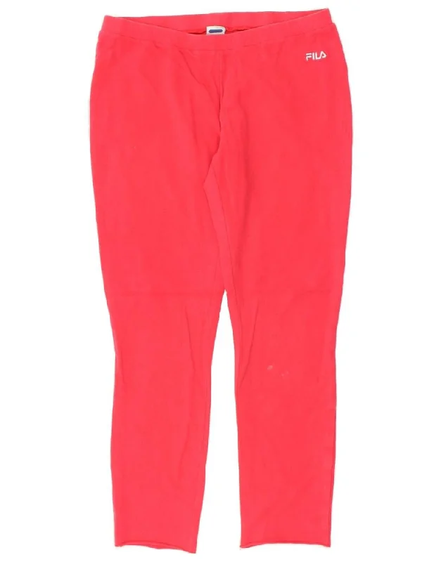 FILA Womens Tracksuit Trousers UK 14 Large Red Cotton Trousers Prom Sequined