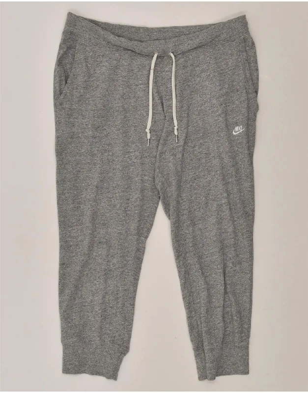 NIKE Womens Tracksuit Trousers Joggers UK 14 Large Grey Cotton Chinos Cotton Straight Leg