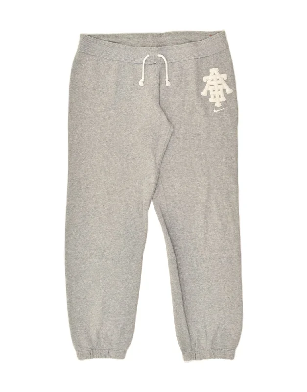 NIKE Womens Tracksuit Trousers Joggers UK 14 Medium Grey Cotton Trousers Lace Delicate