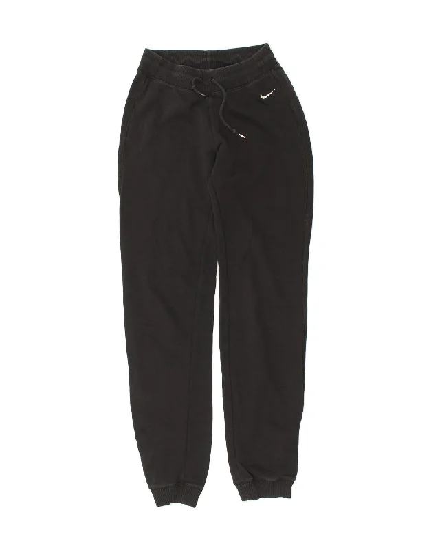 NIKE Womens Tracksuit Trousers Joggers UK 6 XS Black Cotton Trousers Silk Elegant