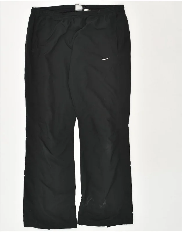 NIKE Womens Tracksuit Trousers UK 12 Medium Black Polyester Trousers Bridal Satin