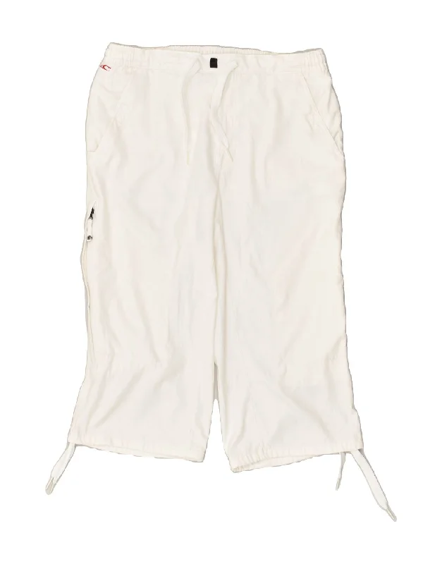 O'NEILL Womens Capri Tracksuit Trousers UK 18 XL White Polyester Trousers Plaid Checkered