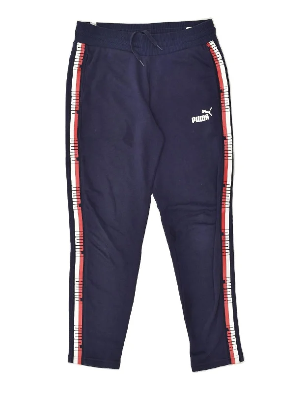 PUMA Womens Graphic Tracksuit Trousers UK 6 XS  Blue Cotton Trousers Mesh Breathable