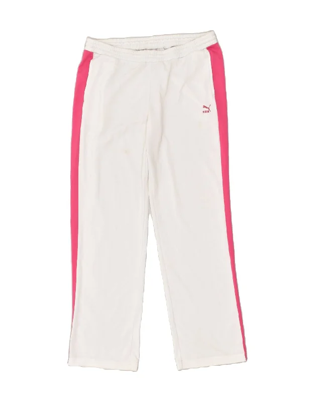 PUMA Womens Tracksuit Trousers UK 16 Large  White Polyester Trousers Denim Blue