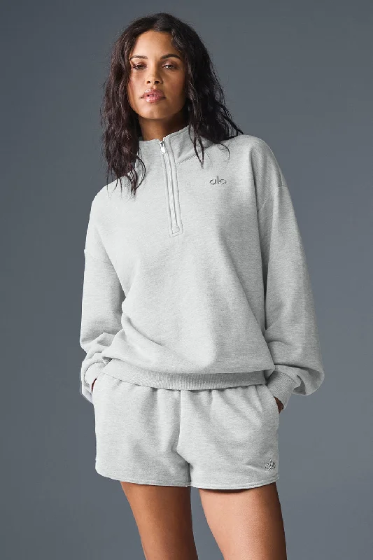 Accolade 1/4 Zip Pullover - Athletic Heather Grey Long Bell Sleeve